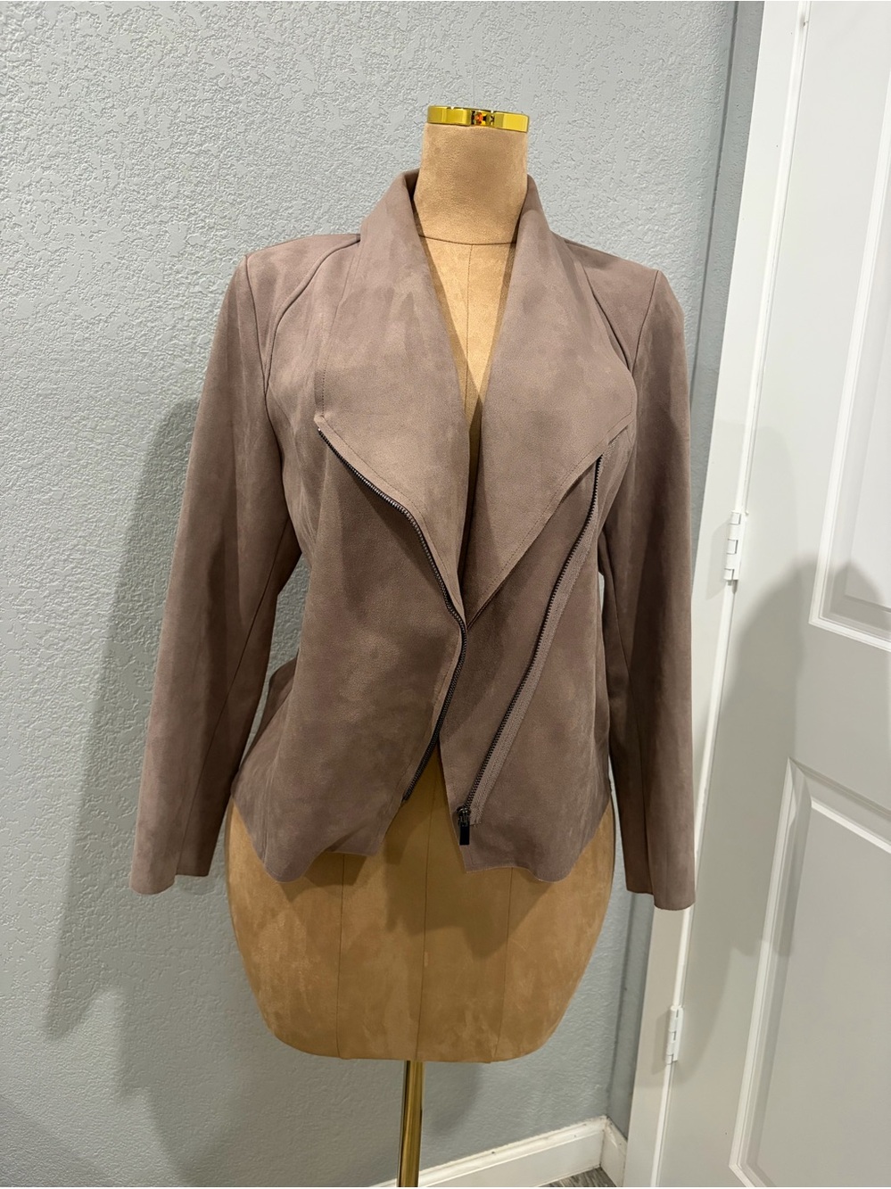 Kut from the Kloth Taupe Suede Moto Jacket